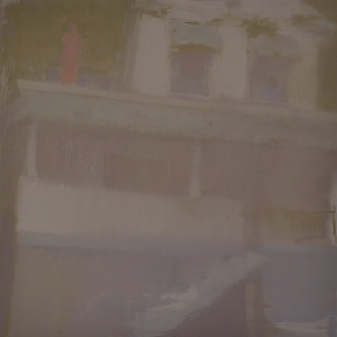 House (Split Level), oil and wax on board painting by New York artist Mark Green