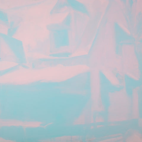 House (Whiteout), oil and wax on board painting by New York artist Mark Green