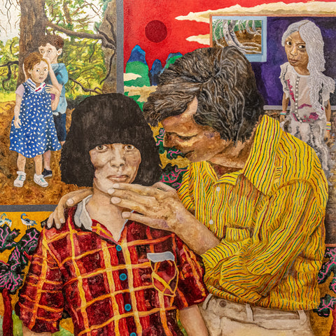 It Started in Seoul, Grandchildren, oil on wood painting by Gary Grissom