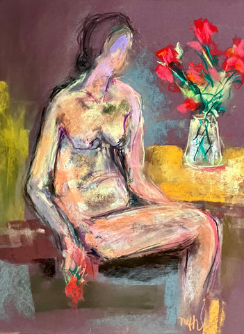 Arrangement One, pastel on paper drawing by Cerulean Arts Collective Member Nancy Halbert