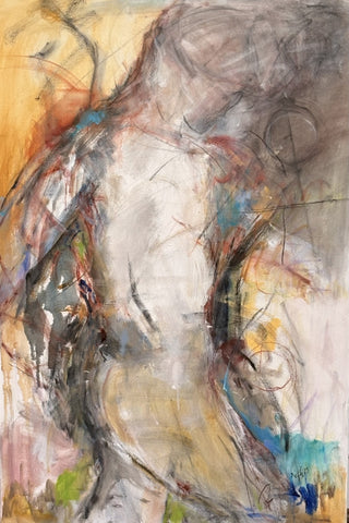 Batter Up, oil and pastel on canvas painting by Cerulean Arts Collective Member Nancy Halbert