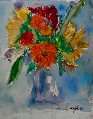 Flowers Three, pastel and watercolor painting by Cerulean Arts Collective Member Nancy Halbert