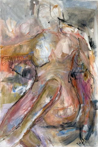 A Leap of Faith, oil and pastel on canvas painting by Cerulean Arts Collective Member Nancy Halbert.