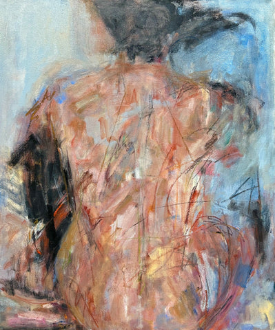 Twisted, oil and pastel on canvas painting by Cerulean Arts Collective Member Nancy Halbert.