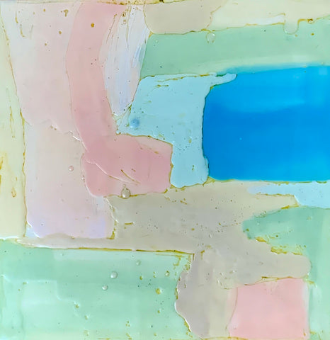 It's Not That Complicated I, encaustic on birch panel painting by Cerulean Arts Collective Member Sandra Koberlein