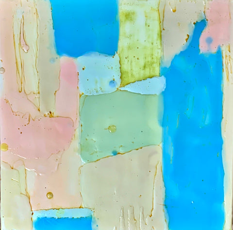 It's Not That Complicated III, encaustic on birch panel painting by Cerulean Arts Collective Member Sandra Koberlein