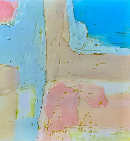 It's Not That Complicated IV, encaustic on birch panel painting by Cerulean Arts Collective Member Sandra Koberlein