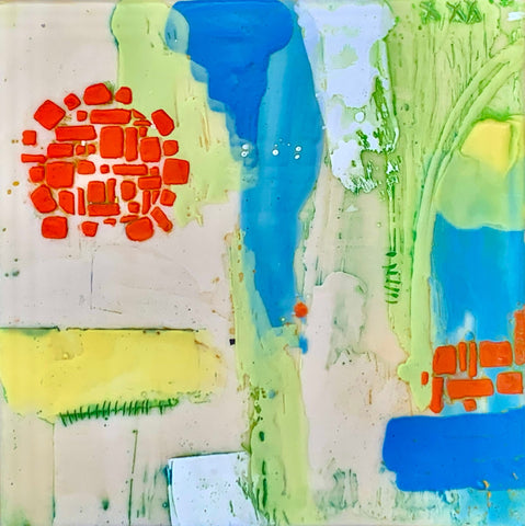 Keep Me Where the Light Is I, encaustic and oil on birch panel painting by Cerulean Arts Collective Member Sandra Koberlein