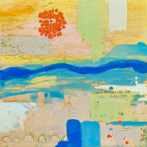 The Only Way Out Is Through II, encaustic and oil on birch panel painting by Cerulean Arts Collective Member Sandra Koberlein