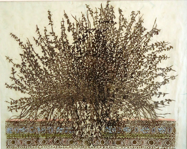 Plant Study #2, hand-colored woodcut print by Millicent Krouse available at Cerulean Arts, unframed.