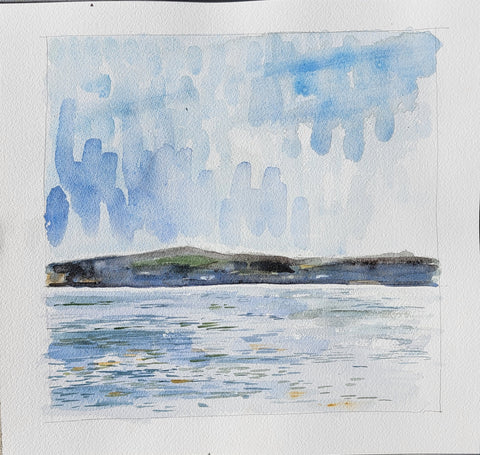 Menemsha Bight, watercolor on Arches 140lb cold press paper painting by Cerulean Arts Collective Member Keith Leitner