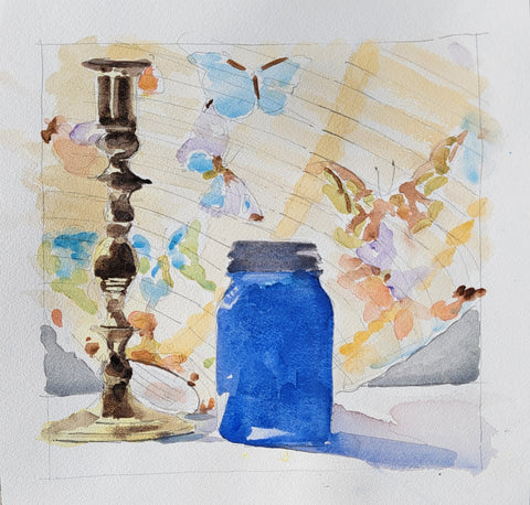 Ultramarine Shade, watercolor on Arches 140lb cold press paper painting by Cerulean Arts Collective Member Keith Leitner
