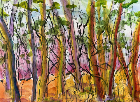 Fall Colors, watercolor on paper painting by Cerulean Arts Collective Member Susan Leshnoff