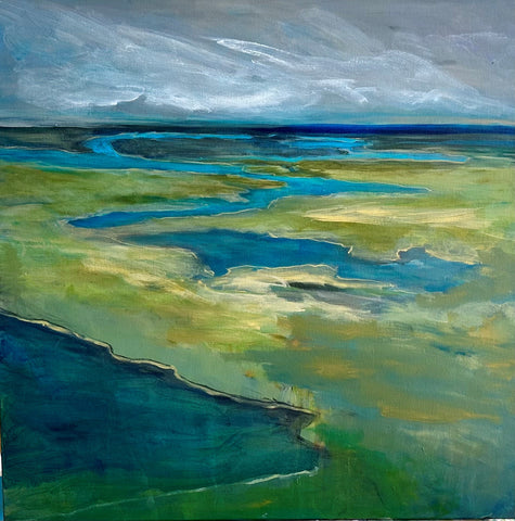Wetlands 1, acrylic on canvas painting by Cerulean Arts Collective Member Susan Leshnoff