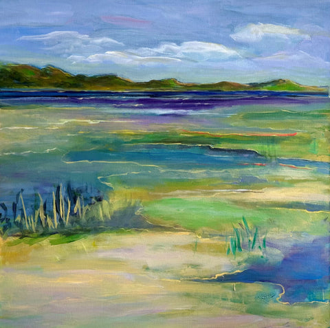 Wetlands 2, acrylic on canvas painting by Cerulean Arts Collective Member Susan Leshnoff