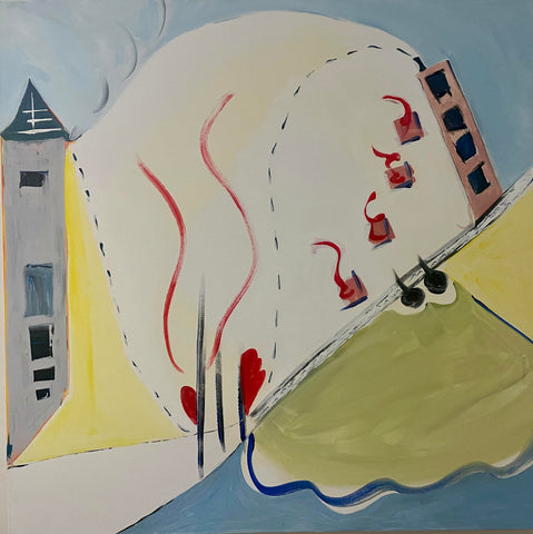 Pandora, Loose of Boxes, acrylic on canvas painting by Cerulean Arts Collective Member Alice Lesnick