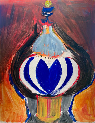 Whole World in Her Hands, acrylic on panel painting by Cerulean Arts Collective Member Alice Lesnick