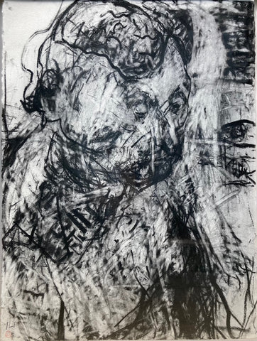 Jim, ink, charcoal on paper drawing by artist Ying Li