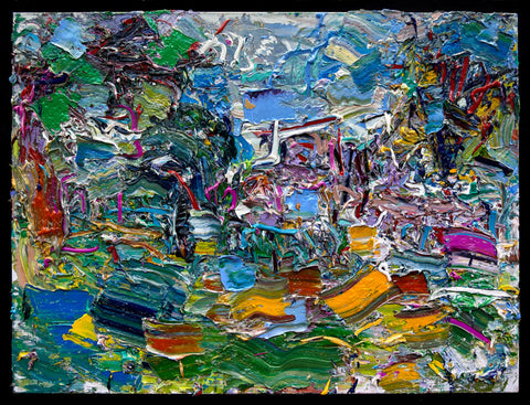 South Towards Wyoming Street, ink, oil on linen painting by artist Ying Li