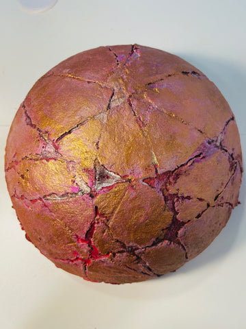 Earth on Fire, paper pulp and pigments sculpture by Cerulean Arts Collective Member Anne Marble