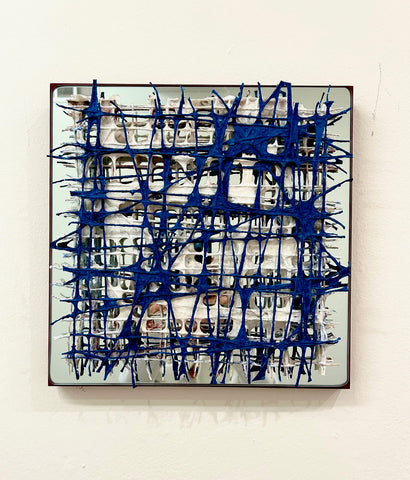 Mirror Image, string, paper pulp, pigment with mirror sculpture by Cerulean Arts Collective Member Anne Marble