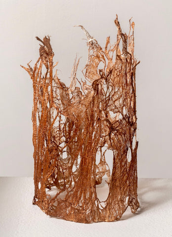Surprise Ending, kozo fiber with pigment sculpture by Cerulean Arts Collective Member Anne Marble