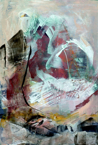 Eastward to Wyoming #7, acrylic and pencil on paper painting by Cerulean Arts Collective member Barbara Martin