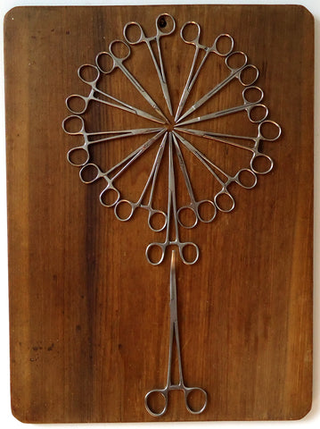 Dandelion Surgery, found object assemblage sculpture by Cerulean Arts Collective member Kathleen McSherry.