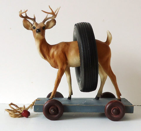 Rauschenberg's Reindeer, found object assemblage sculpture by Cerulean Arts Collective member Kathleen McSherry.