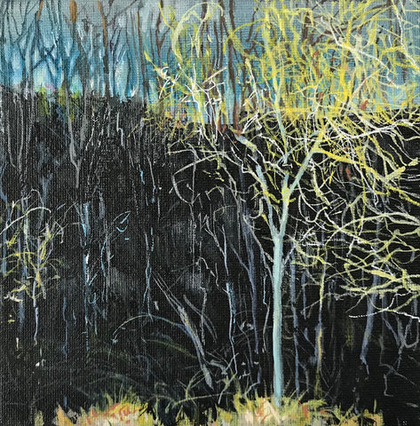 Canal at 4, acrylic and ink on canvas painting by Cerulean Arts Collective Member Ginny Perry
