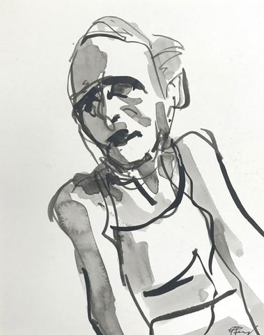 Distress, ink on paper drawing by Cerulean Arts Collective Member Ginny Perry