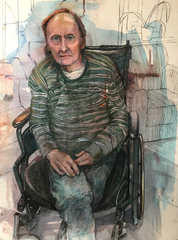 Good Life, acrylic, pastel and charcoal mixed media painting by Cerulean Arts Collective Member Ginny Perry.