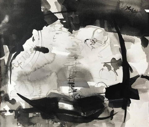 Peaceful Refuge on the Canal, ink on paper painting Cerulean Arts Collective Member Ginny Perry