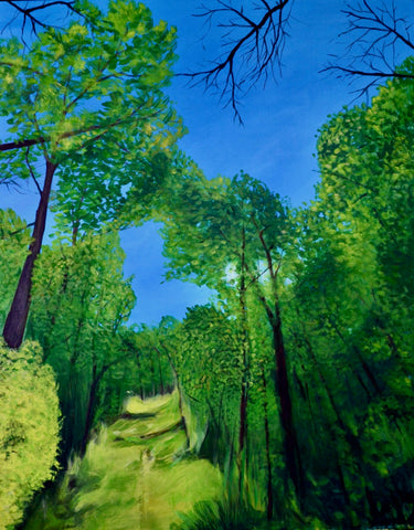 September Woods Canopy, acrylic on aluminum linen landscape painting by Cerulean Arts Collective Member Mary Powers-Holt
