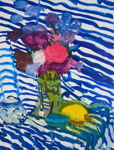 Unfinished Pink Bouquet, oil on panel painting by Cerulean Arts Collective Member Liz Price.