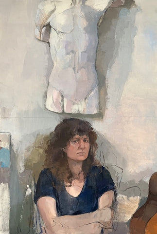 Abby, oil on paper painting by Philadelphia artist Carolyn Pyfrom