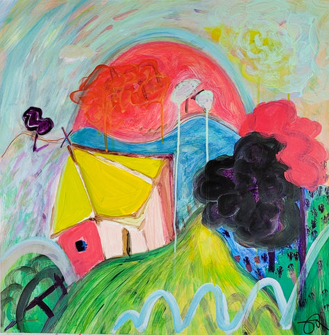 Aftershock, acrylic on panel painting by Cerulean Arts Collective Member Stephanie Rogers