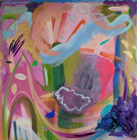 Peace and Love, acrylic on canvas painting by Cerulean Arts Collective Member Stephanie Rogers.