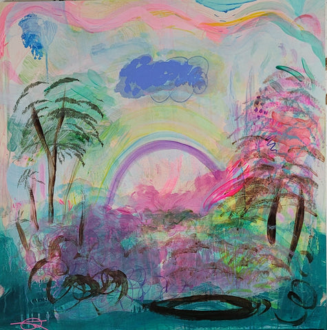 Rising, acrylic on board painting by Cerulean Arts Collective Member Stephanie Rogers.