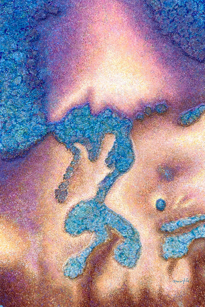 Both Sides Now #2, acrylic, shattered tempered glass and glass bead on canvas painting by Cerulean Arts Collective member Elynne Rosenfeld.