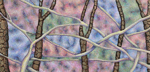 Life's Tangle #5, acrylic, shattered tempered glass and glass bead on canvas painting by Cerulean Arts Collective member Elynne Rosenfeld.