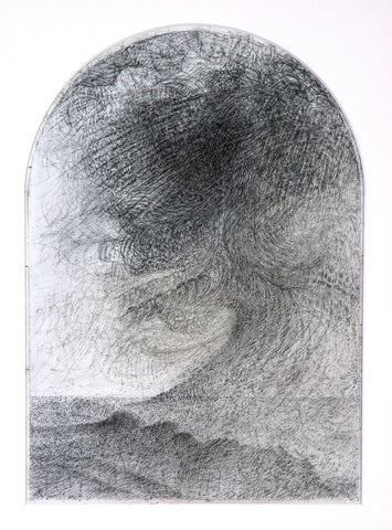 Sinbar 1, graphite and metal point on paper drawing by Philadelphia artist Michael Rossman