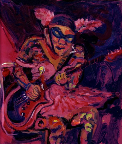 Retablo for Alice Bowie, oil and enamel on metal painting by Philadelphia artist Marta Sanchez