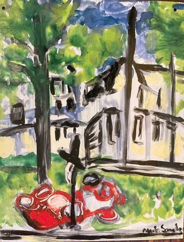 Urban Shrine, oil on metal painting by Philadelphia artist Wanda Payne