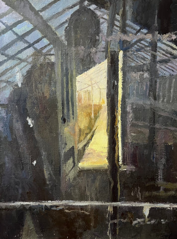 Doorway Reflection, oil on linen painting by Cerulean Arts Collective Member Sean Sauer