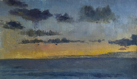 Dusk on the Delaware Bay, oil on linen painting by Cerulean Arts Collective Member Sean Sauer