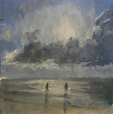 Figures at the Sound, oil on linen painting by Cerulean Arts Collective Member Sean Sauer