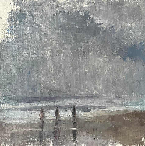 Figures in the Surf, oil on linen painting by Cerulean Arts Collective Member Sean Sauer