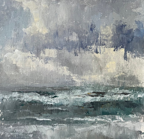 Storm Surf, oil on linen painting by Cerulean Arts Collective Member Sean Sauer