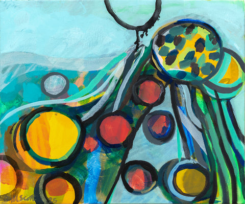 A Tip of the Hat, oil on canvas painting by Philadelphia artist Bill Scott. Included in the exhibition Love Letters to an Unknowable Future - Paintings and Works on Paper, at Cerulean Arts April 23 - May 18, 2025.